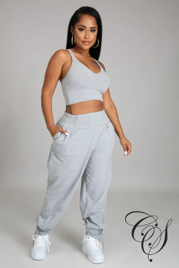 Evona Crop Top with French Terry Baggy Pant