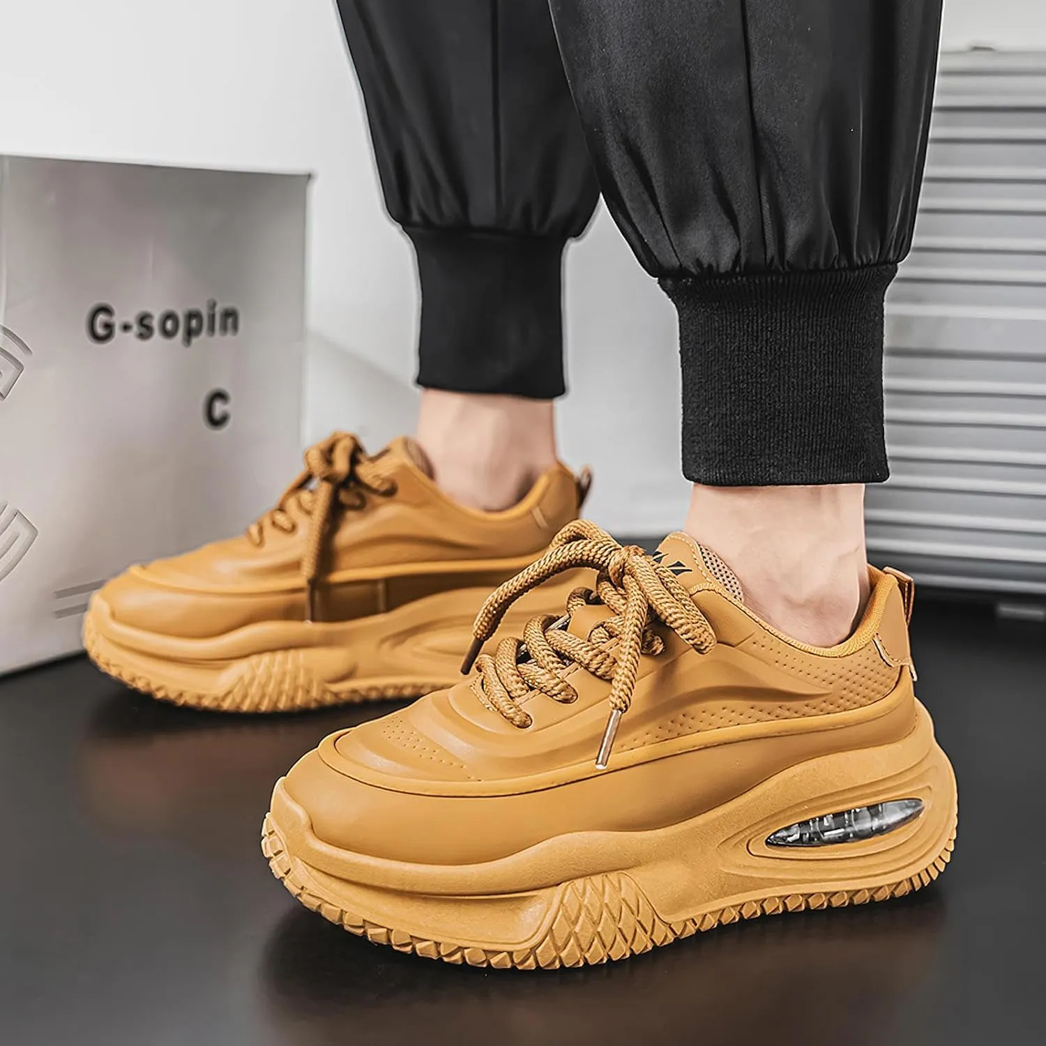 Exusiai Men's Walking Chunky Shoes Fashion Breathable Non Slip Chunky Sneakers Outdoor Workout School Tennis Travel