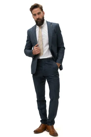 Fratelli Navy Tweed Herringbone 2 Piece Suit