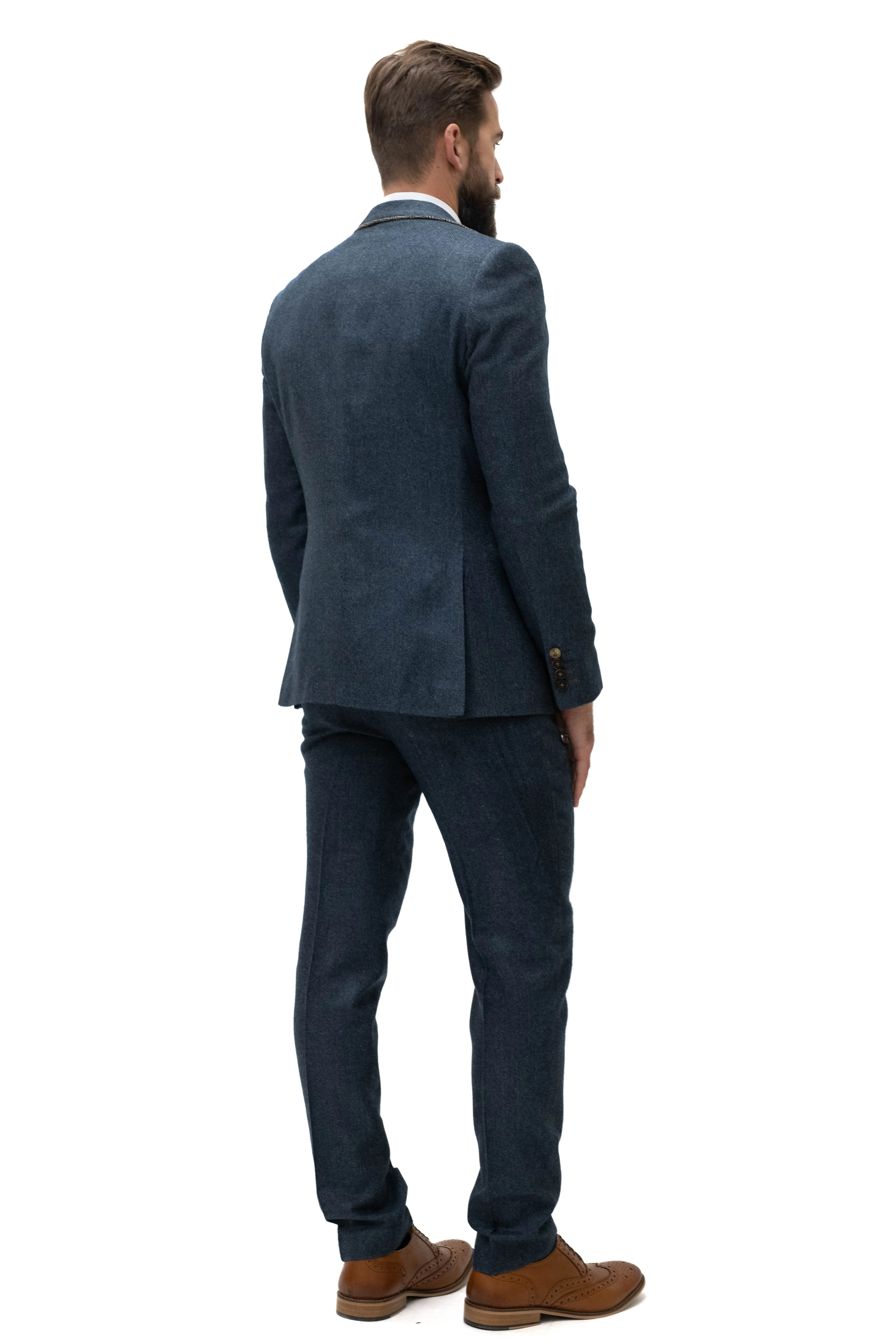 Fratelli Navy Tweed Herringbone 3 Piece Suit