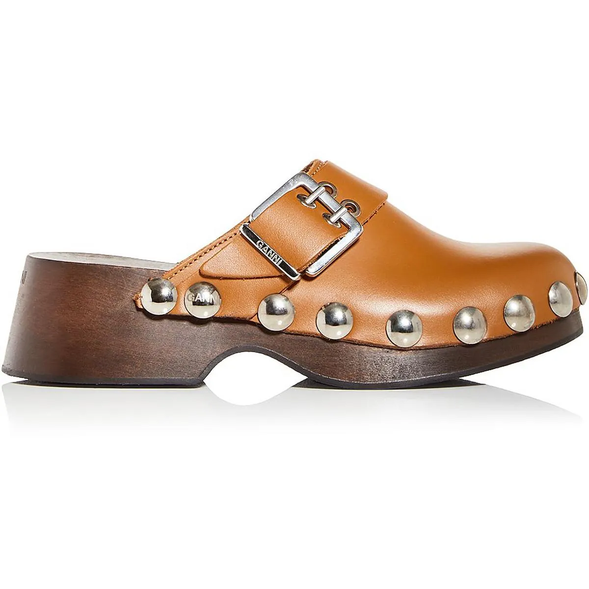 Ganni Womens Retro Leather Studded Mules