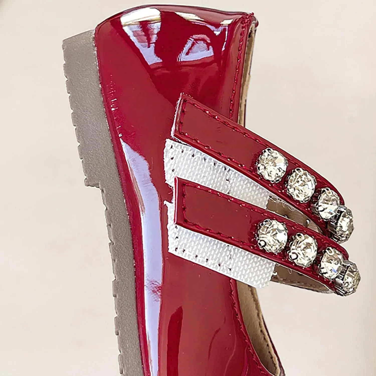 Girl Toddler Kids Ballet Flats Pearl Rhinestone Mary Jane Slip-on Party School Flower Wedding Dress Shoes