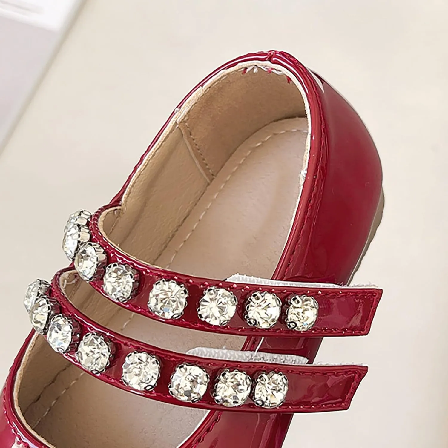 Girl Toddler Kids Ballet Flats Pearl Rhinestone Mary Jane Slip-on Party School Flower Wedding Dress Shoes