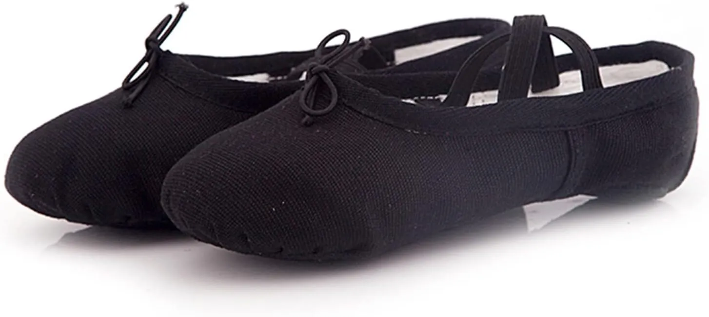 Girl's Ballet Shoes Toddler Slip-On Leather Sole Canvas Dance Slippers Yoga Training Gym Shoes Girls Ballet Slippers
