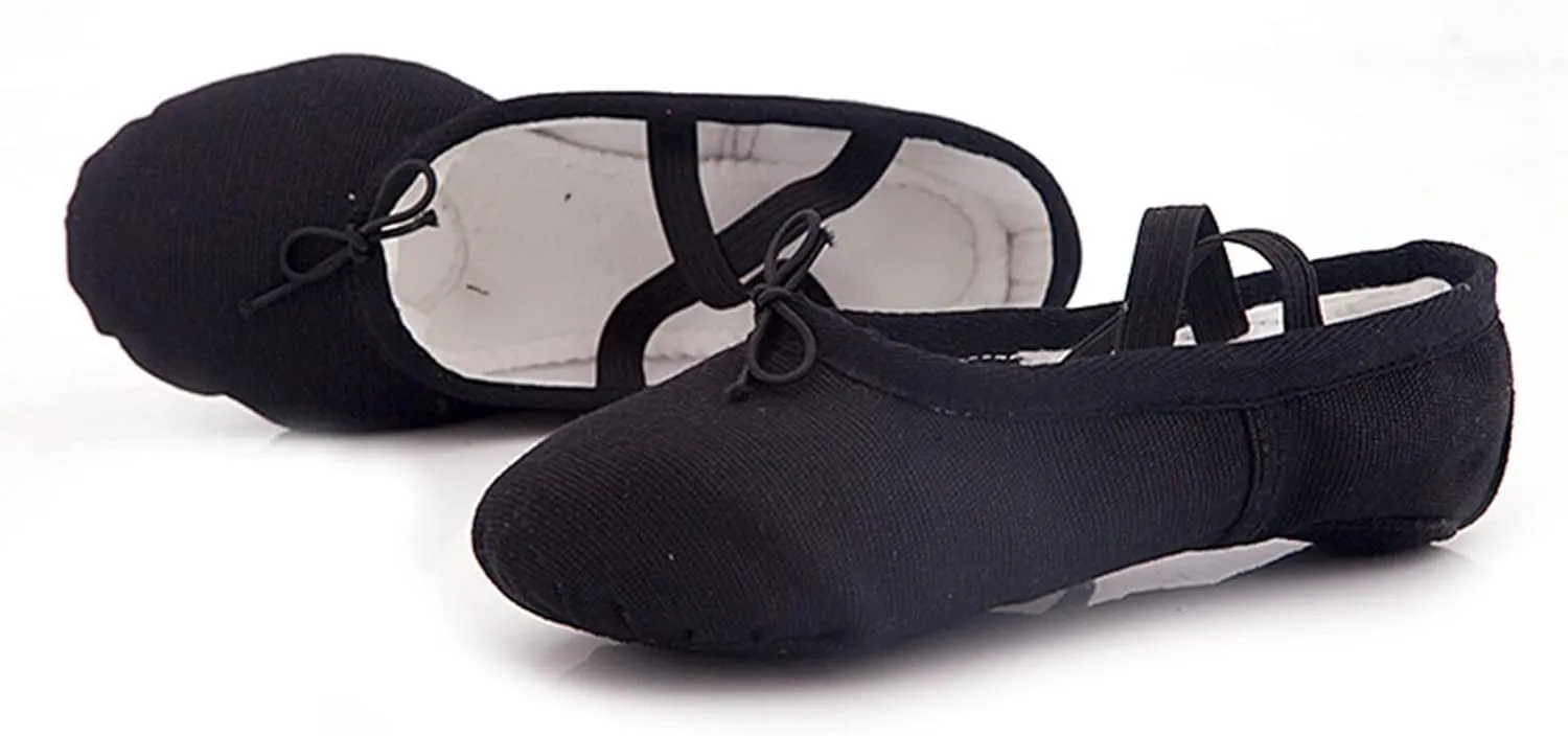 Girl's Ballet Shoes Toddler Slip-On Leather Sole Canvas Dance Slippers Yoga Training Gym Shoes Girls Ballet Slippers