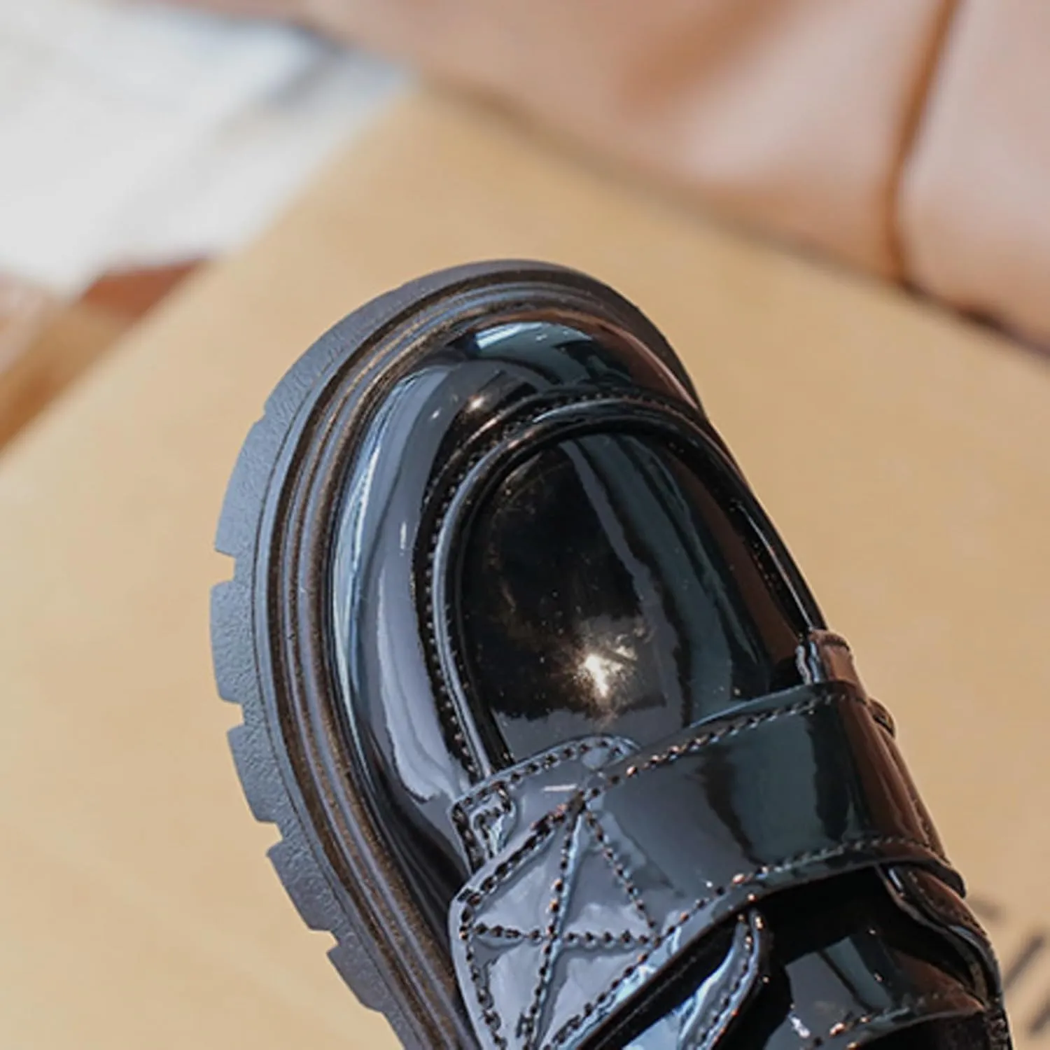 Girls Dress Shoes Chunky Loafers for Girl Platform Heel Leather Flats Round Toe School Uniform Slip On Shoes