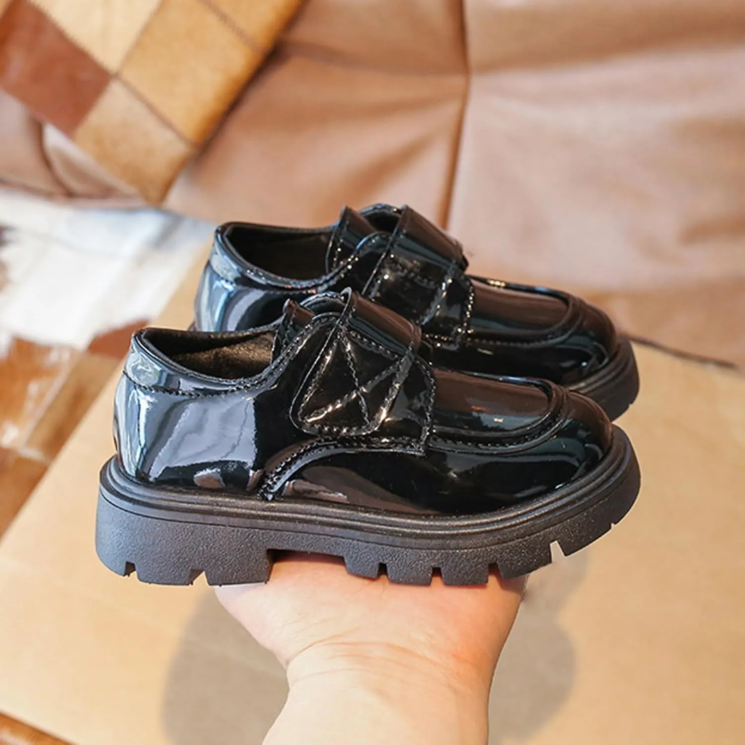 Girls Dress Shoes Chunky Loafers for Girl Platform Heel Leather Flats Round Toe School Uniform Slip On Shoes