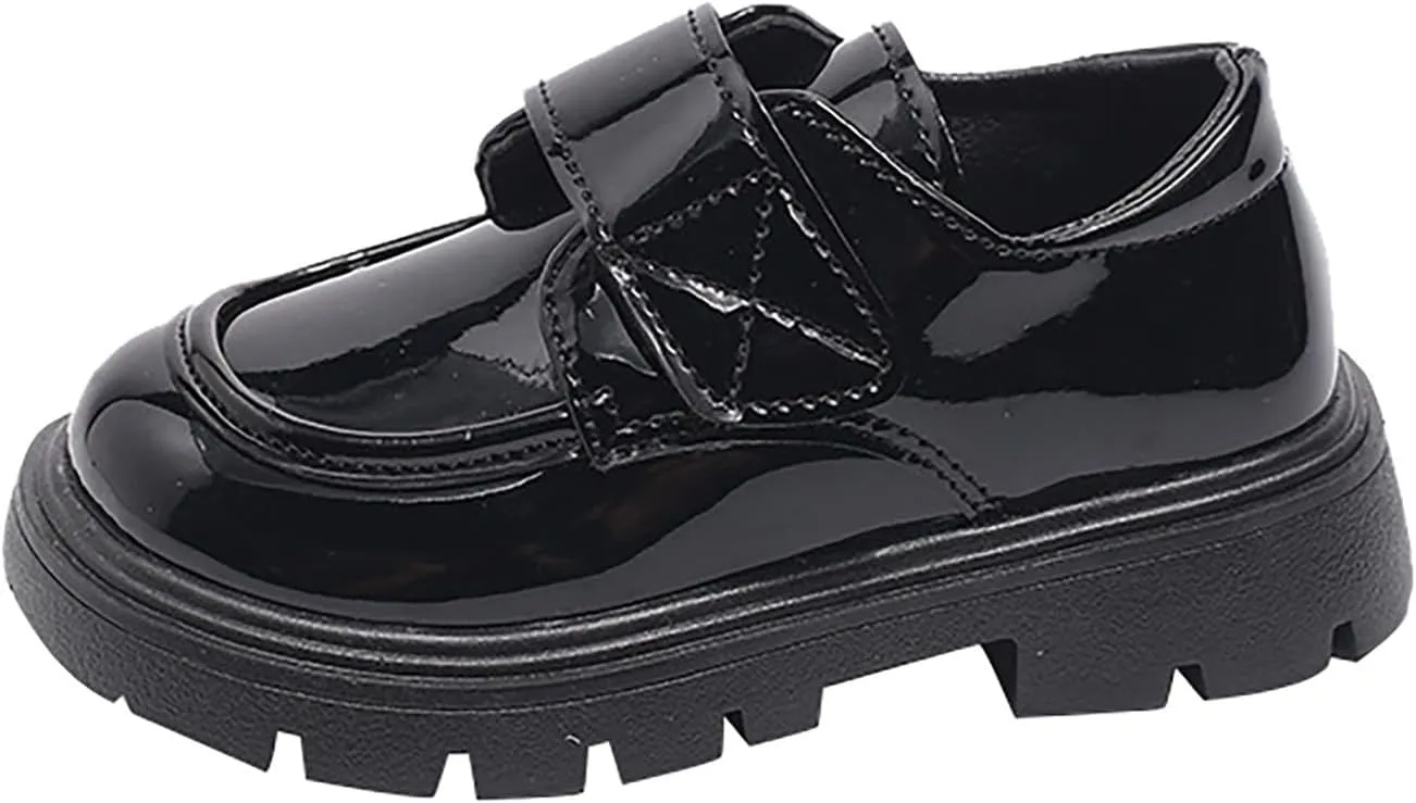 Girls Dress Shoes Chunky Loafers for Girl Platform Heel Leather Flats Round Toe School Uniform Slip On Shoes