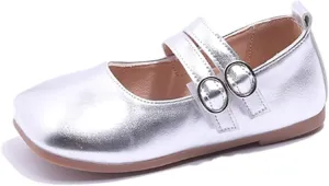 Girls Dress Shoes Part Mary Jane Shoes Wedding Ballet Flat Square Toe Buckle Adjustable Strap Sandal