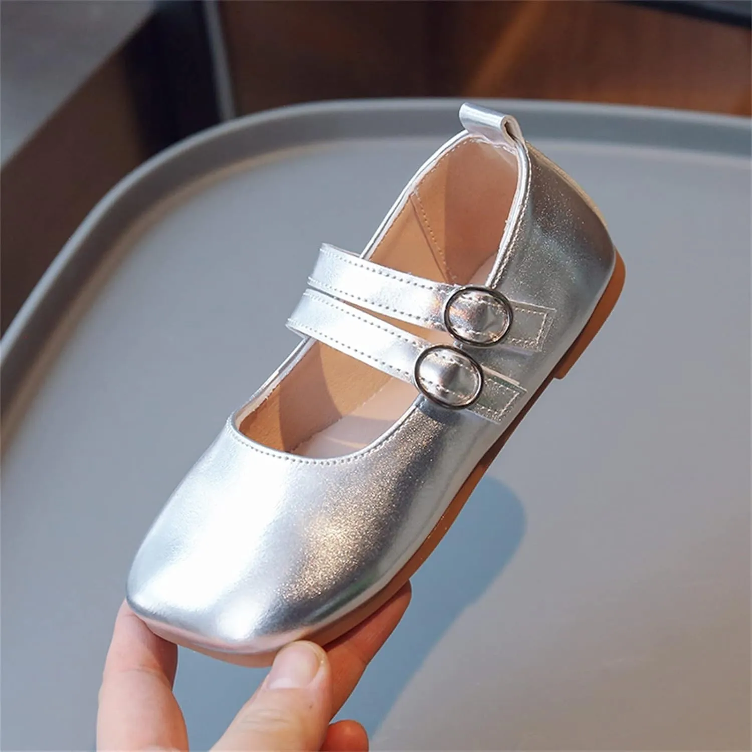 Girls Dress Shoes Part Mary Jane Shoes Wedding Ballet Flat Square Toe Buckle Adjustable Strap Sandal