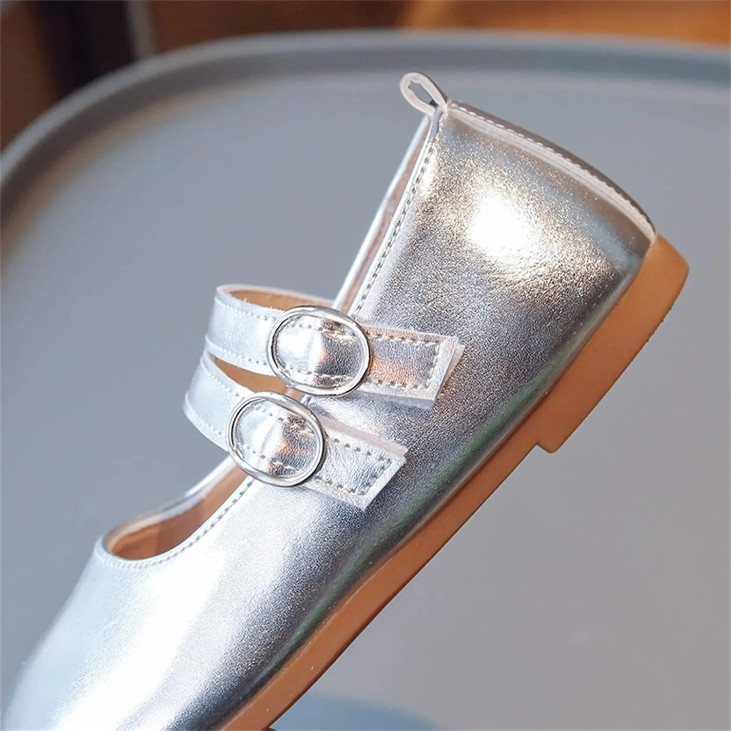 Girls Dress Shoes Part Mary Jane Shoes Wedding Ballet Flat Square Toe Buckle Adjustable Strap Sandal