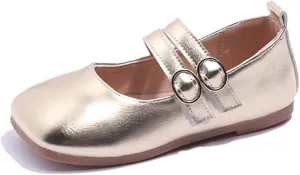 Girls Dress Shoes Part Mary Jane Shoes Wedding Ballet Flat Square Toe Buckle Adjustable Strap Sandal