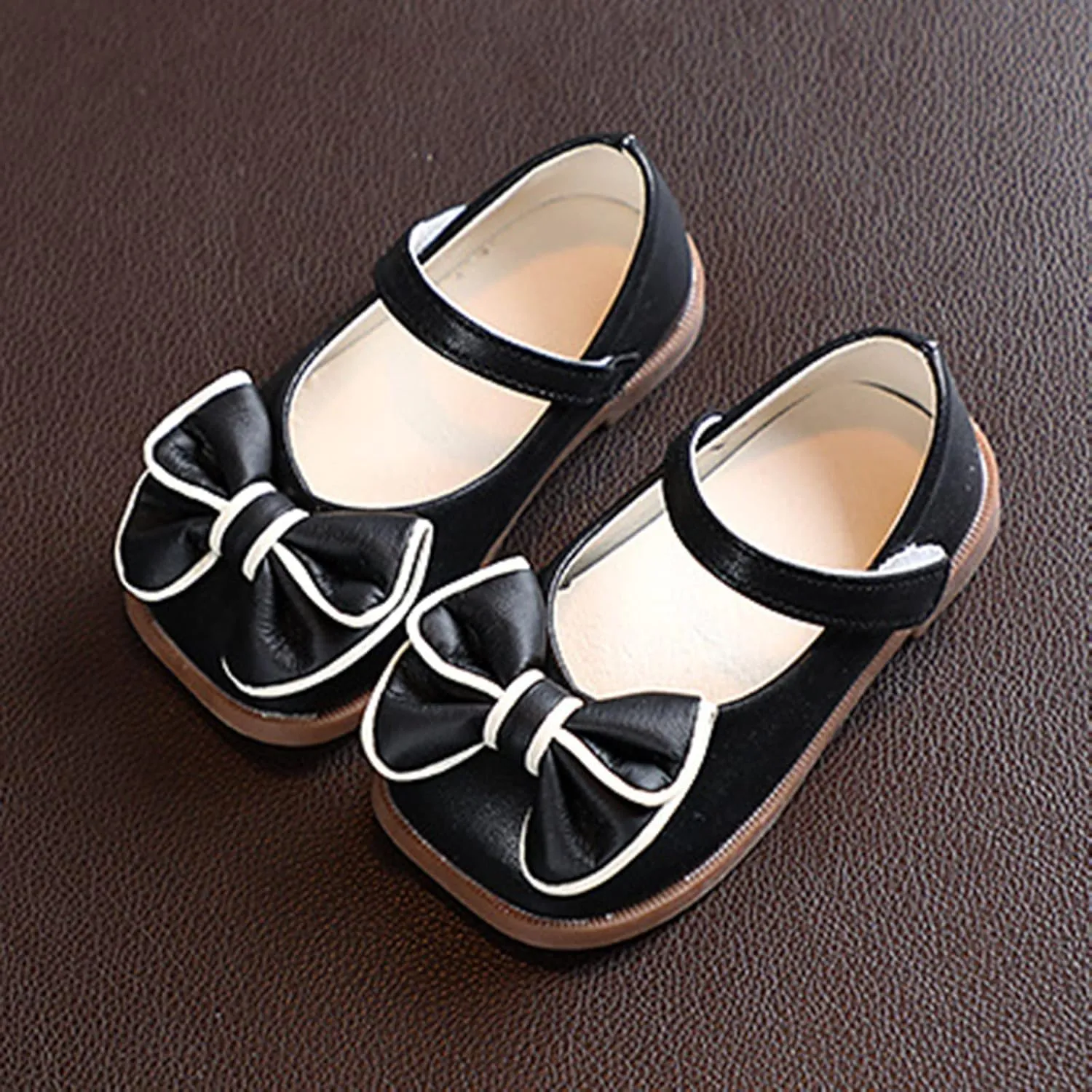 Girls Dress Shoes with Bow Toddler Flower Girls Shoes Mary Jane Flats for Party School Wedding Shoes