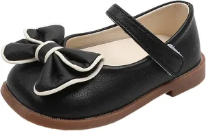 Girls Dress Shoes with Bow Toddler Flower Girls Shoes Mary Jane Flats for Party School Wedding Shoes