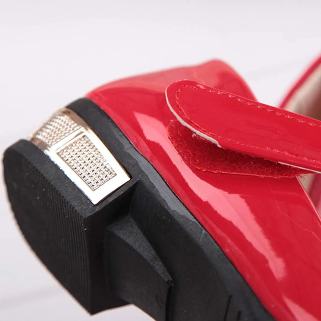 Girls Low Heel Dress Shoes Girls Pumps Mary Jane Shoes with Ankle Strap Dress Shoes for School Wedding Party
