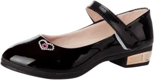Girls Low Heel Dress Shoes Pumps Mary Jane Shoes for Kids with Ankle Strap Dress Shoes for School Wedding Party