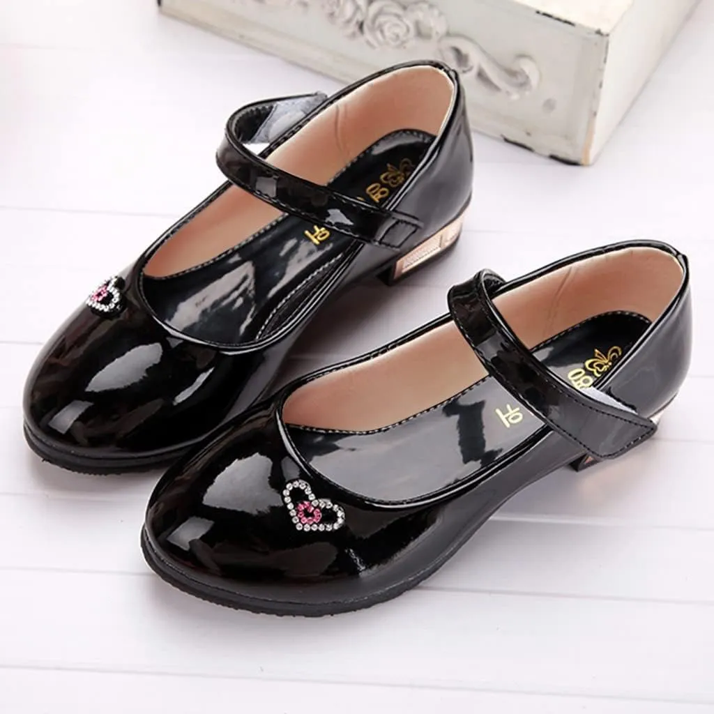 Girls Low Heel Dress Shoes Pumps Mary Jane Shoes for Kids with Ankle Strap Dress Shoes for School Wedding Party