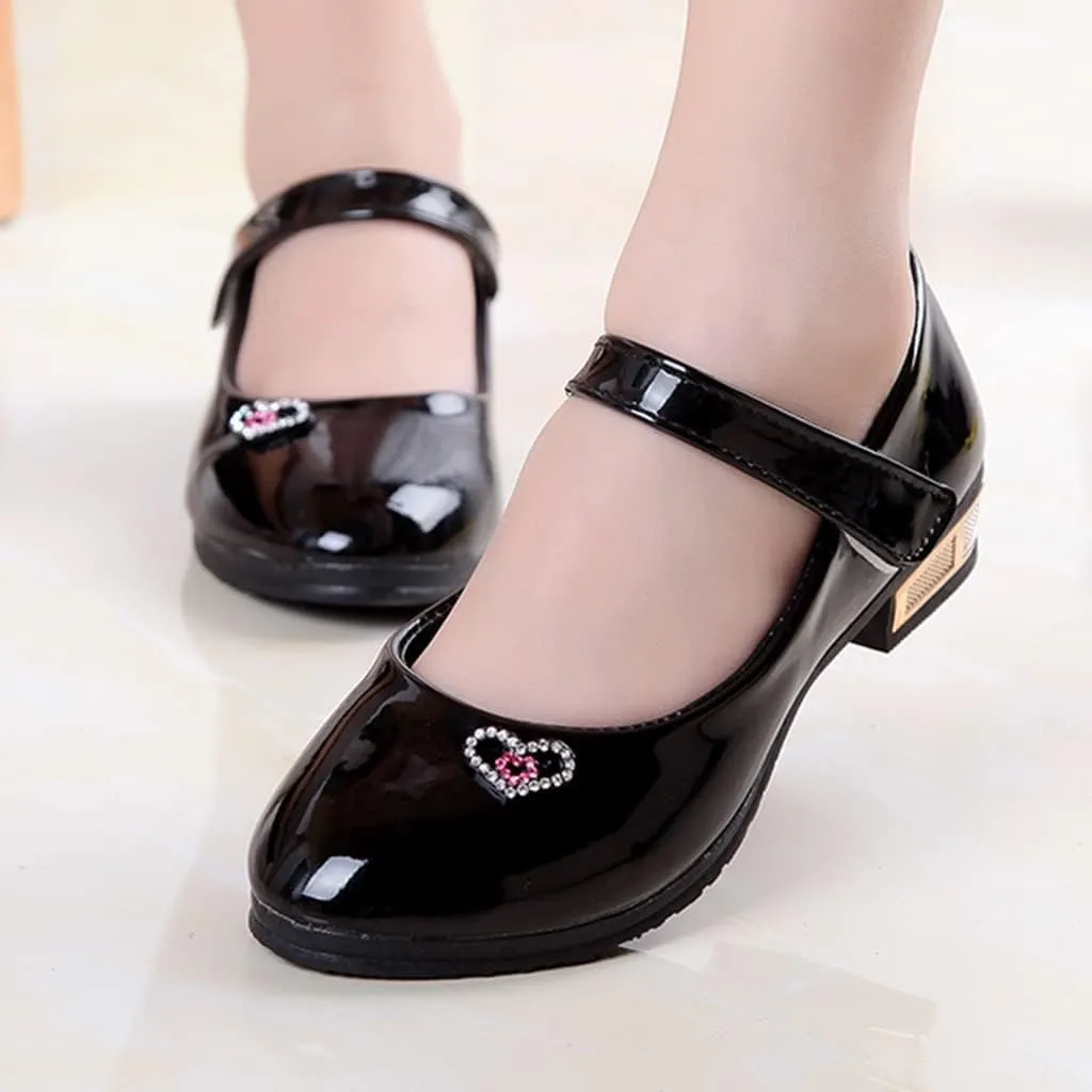 Girls Low Heel Dress Shoes Pumps Mary Jane Shoes for Kids with Ankle Strap Dress Shoes for School Wedding Party
