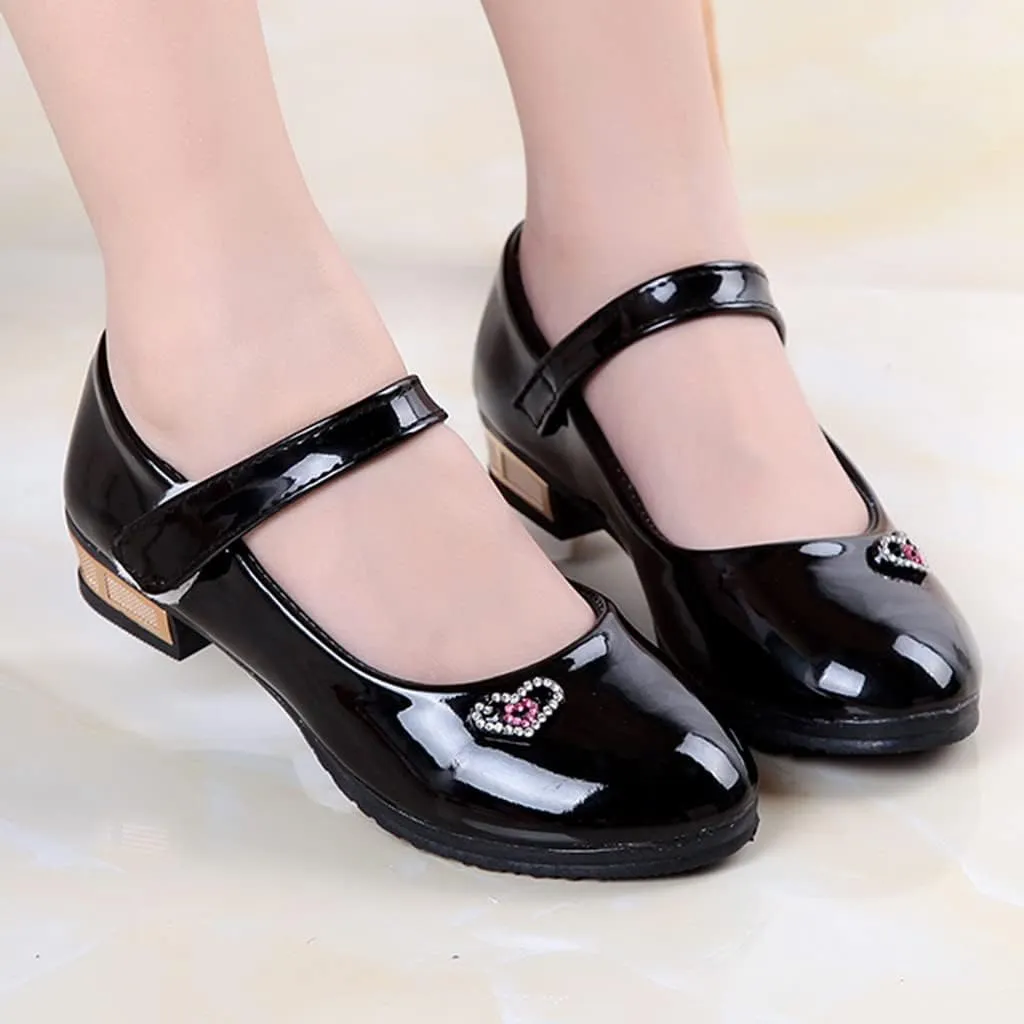 Girls Low Heel Dress Shoes Pumps Mary Jane Shoes for Kids with Ankle Strap Dress Shoes for School Wedding Party