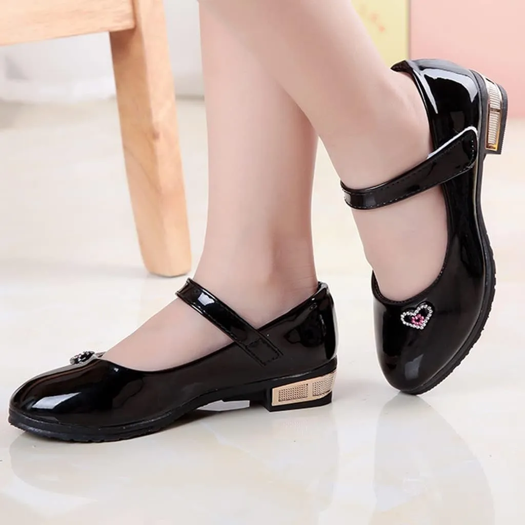 Girls Low Heel Dress Shoes Pumps Mary Jane Shoes for Kids with Ankle Strap Dress Shoes for School Wedding Party