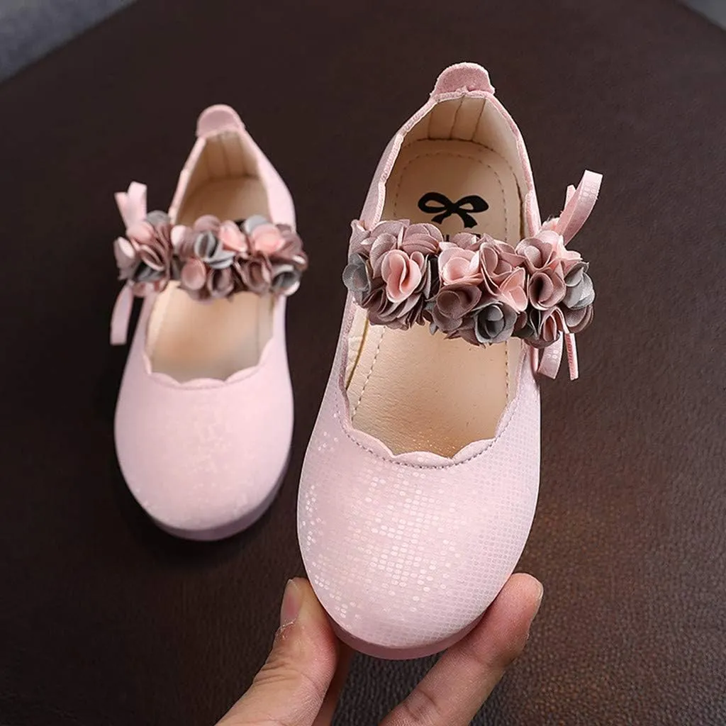 Girls Mary Jane Dress Shoes Flowers Strap Bows Flower Girl Wedding Low Heels Little Girls Pump Girl Mary Jane Shoes
