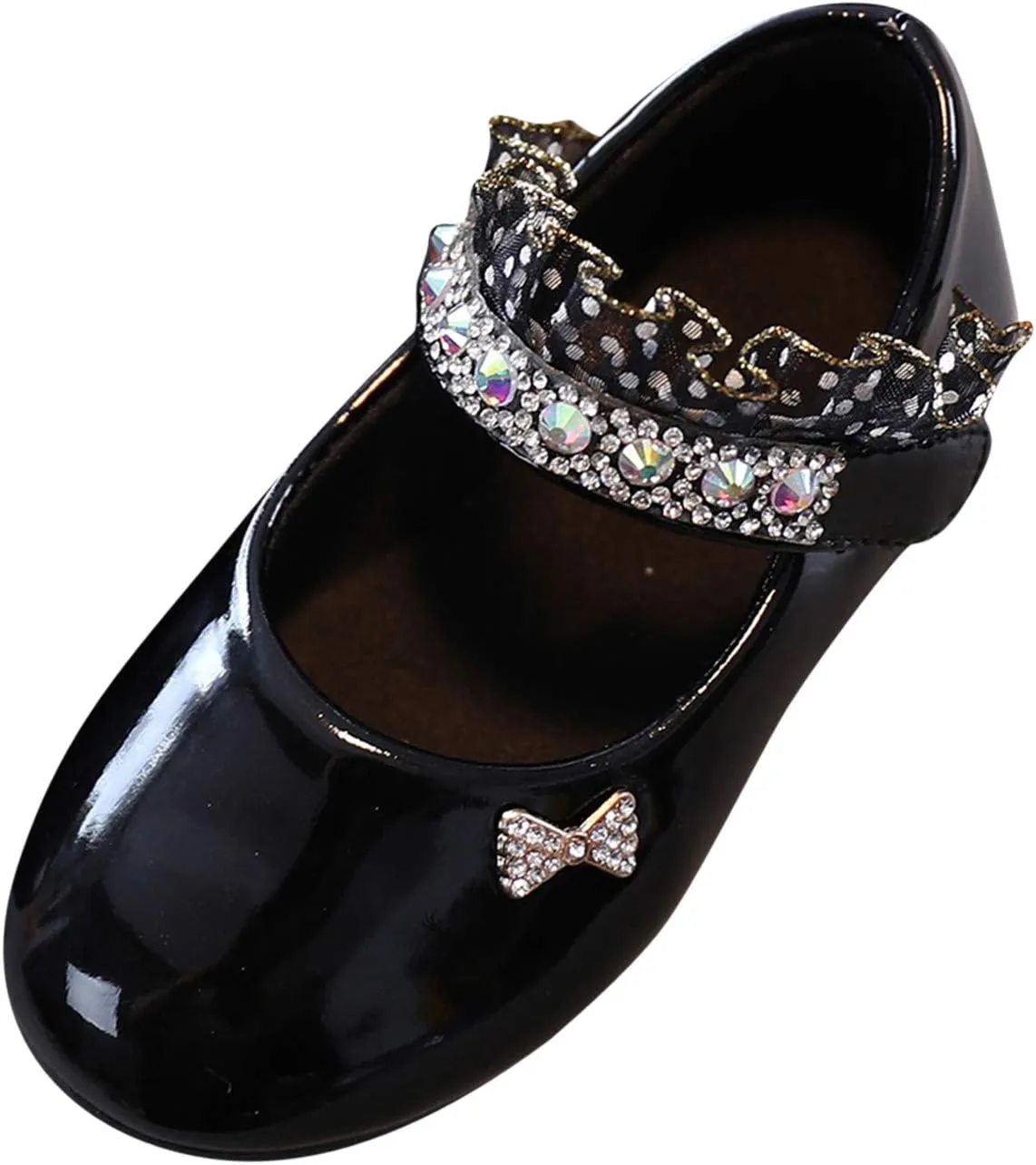 Girls Mary Jane Flats Toddler Girls Glitter Dress Wedding Ballet Shoes Patent Leather Shoes for Kids