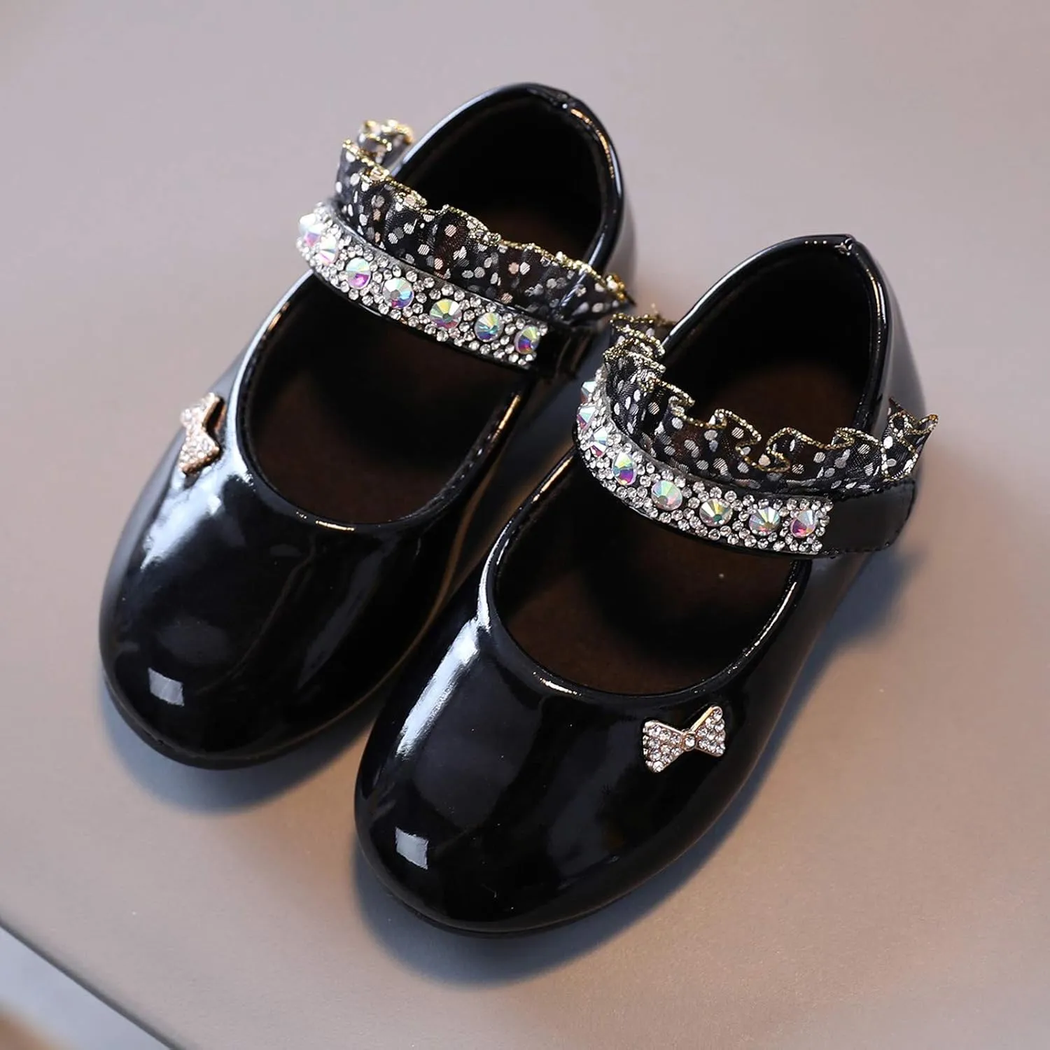 Girls Mary Jane Flats Toddler Girls Glitter Dress Wedding Ballet Shoes Patent Leather Shoes for Kids