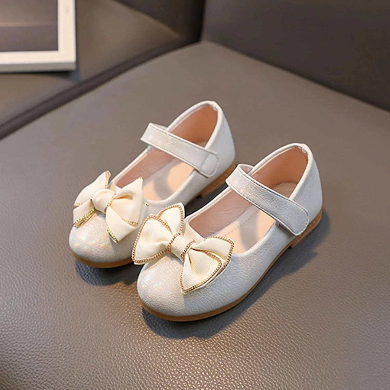 Girls Mary Jane Toddler Flower Girl Dress Shoes Little Girl Ballet Flats Bow Strap for Wedding Party School