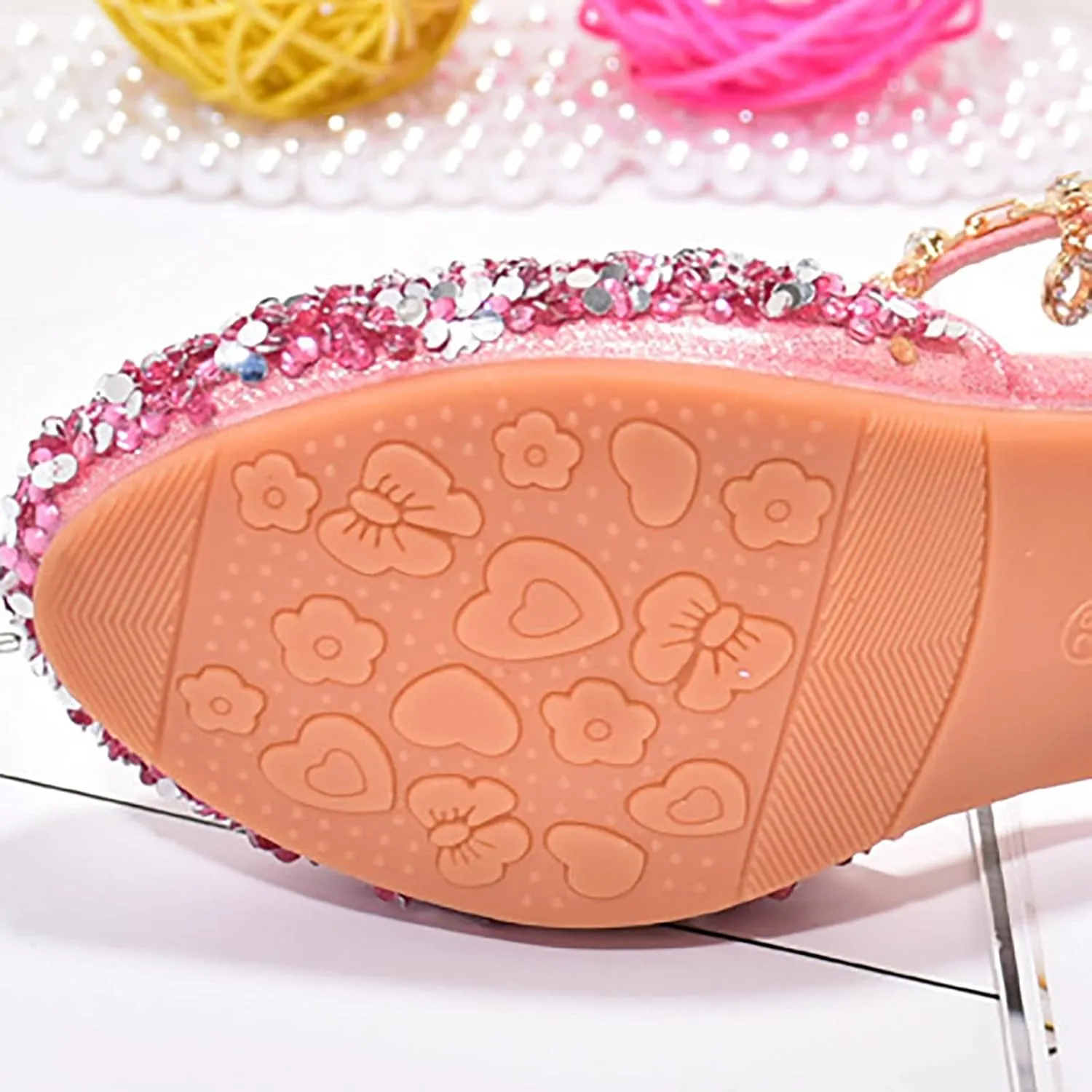 Girls Shoes Low Heel Dress Shoes Sparkle Mary Jane Flower Girls Wedding Birthday Party Prom Sandals Toddler