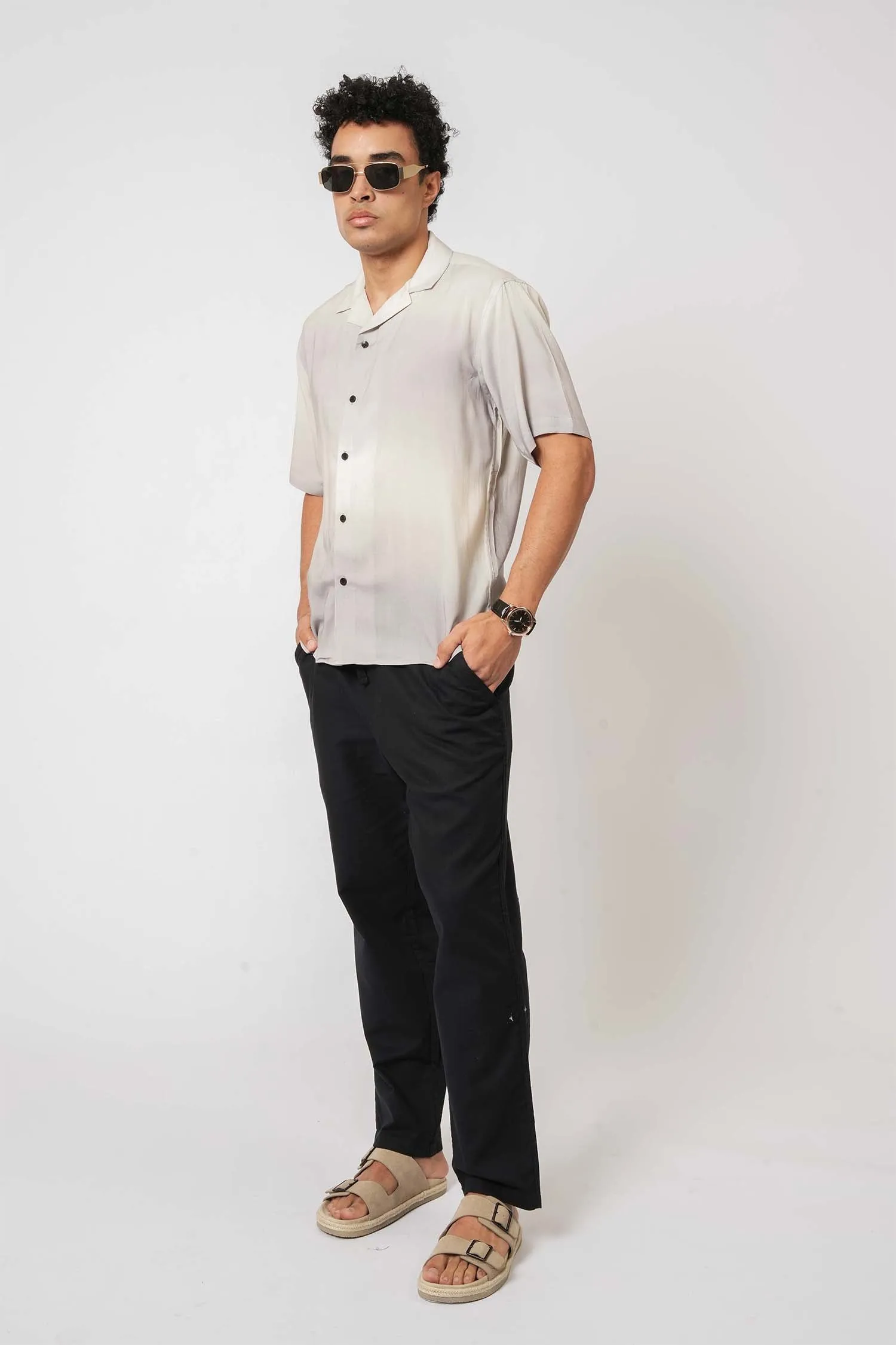 Gradient White Viscose Shirt