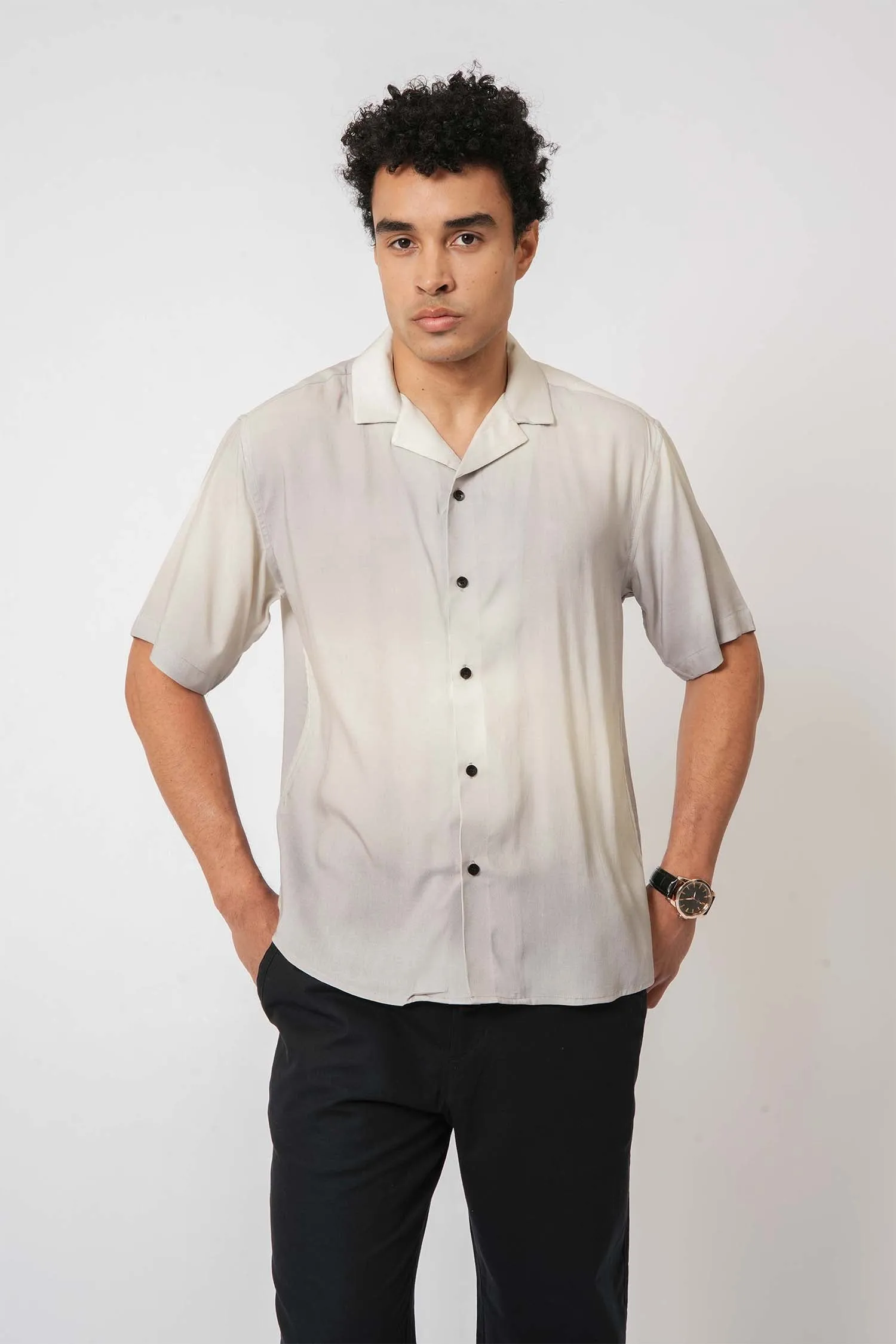 Gradient White Viscose Shirt