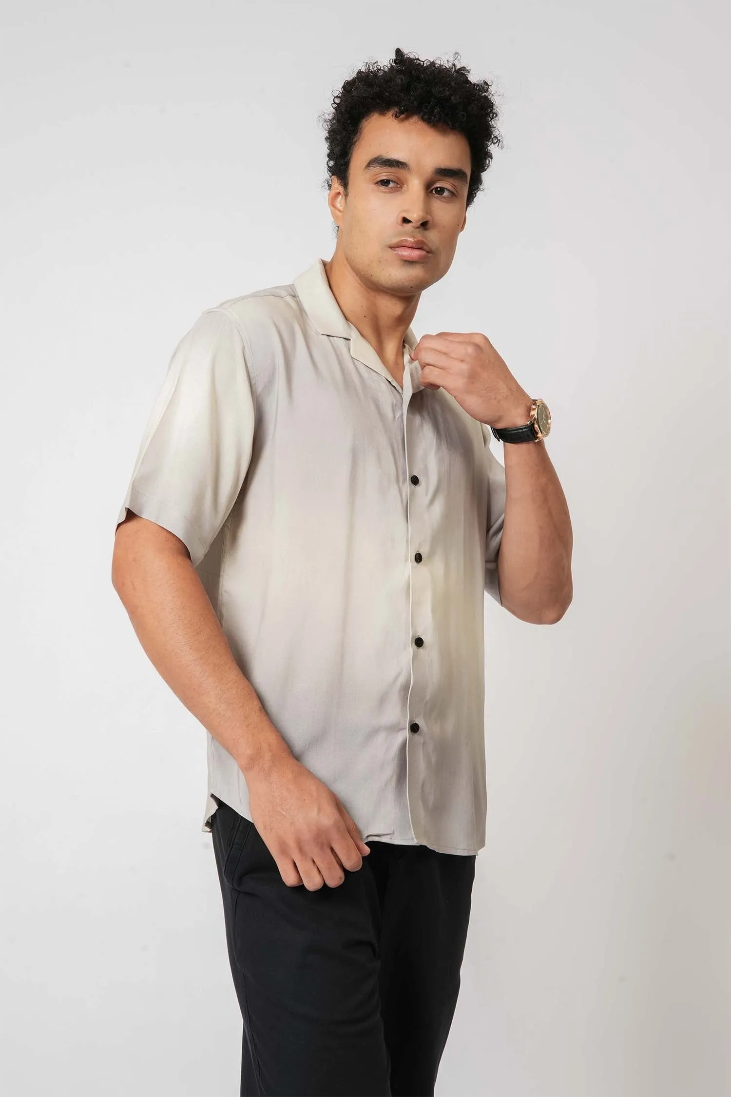 Gradient White Viscose Shirt