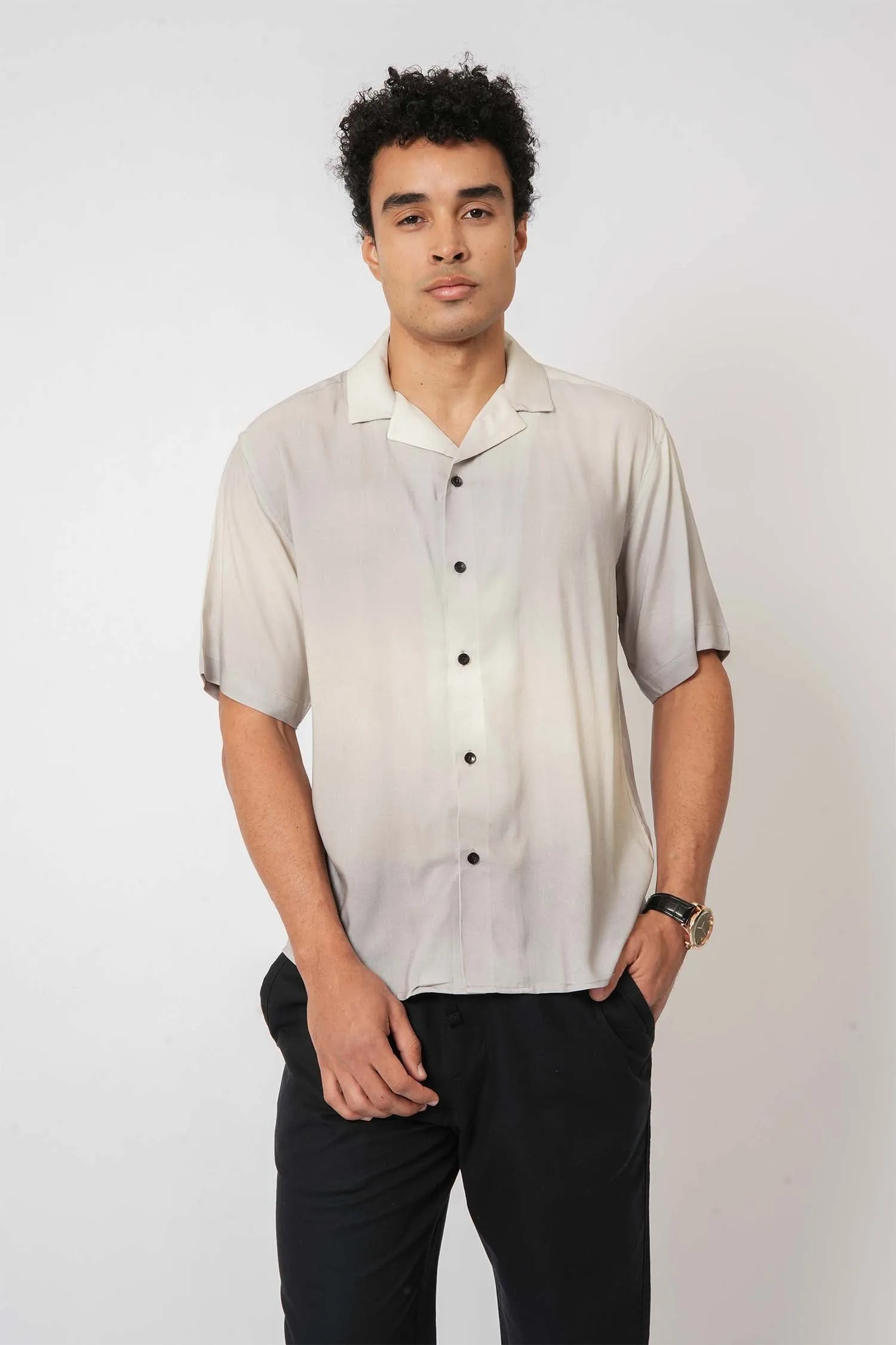 Gradient White Viscose Shirt