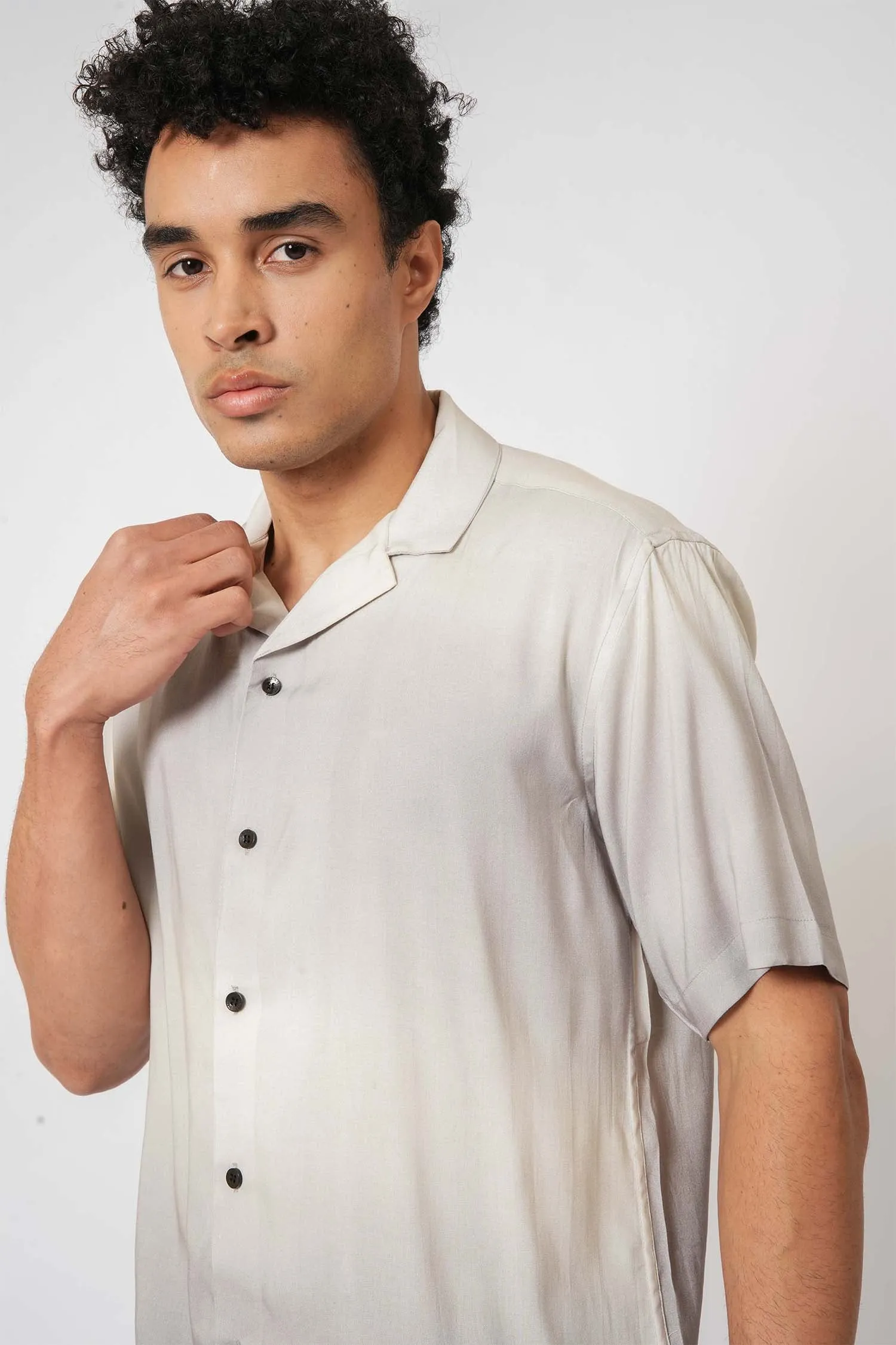 Gradient White Viscose Shirt