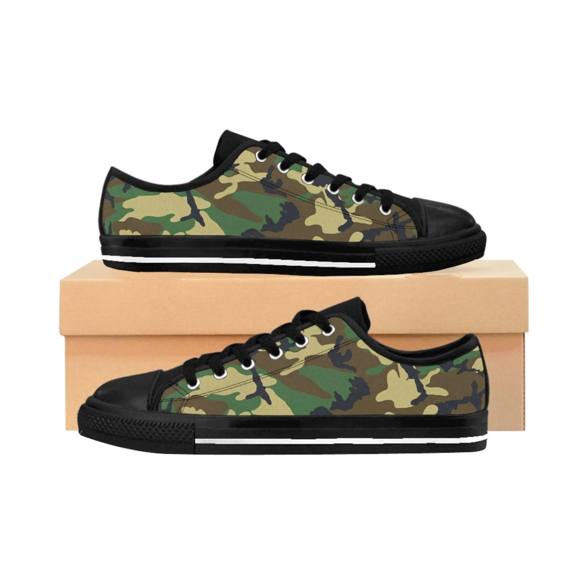 Green Black Camo Women's Sneakers