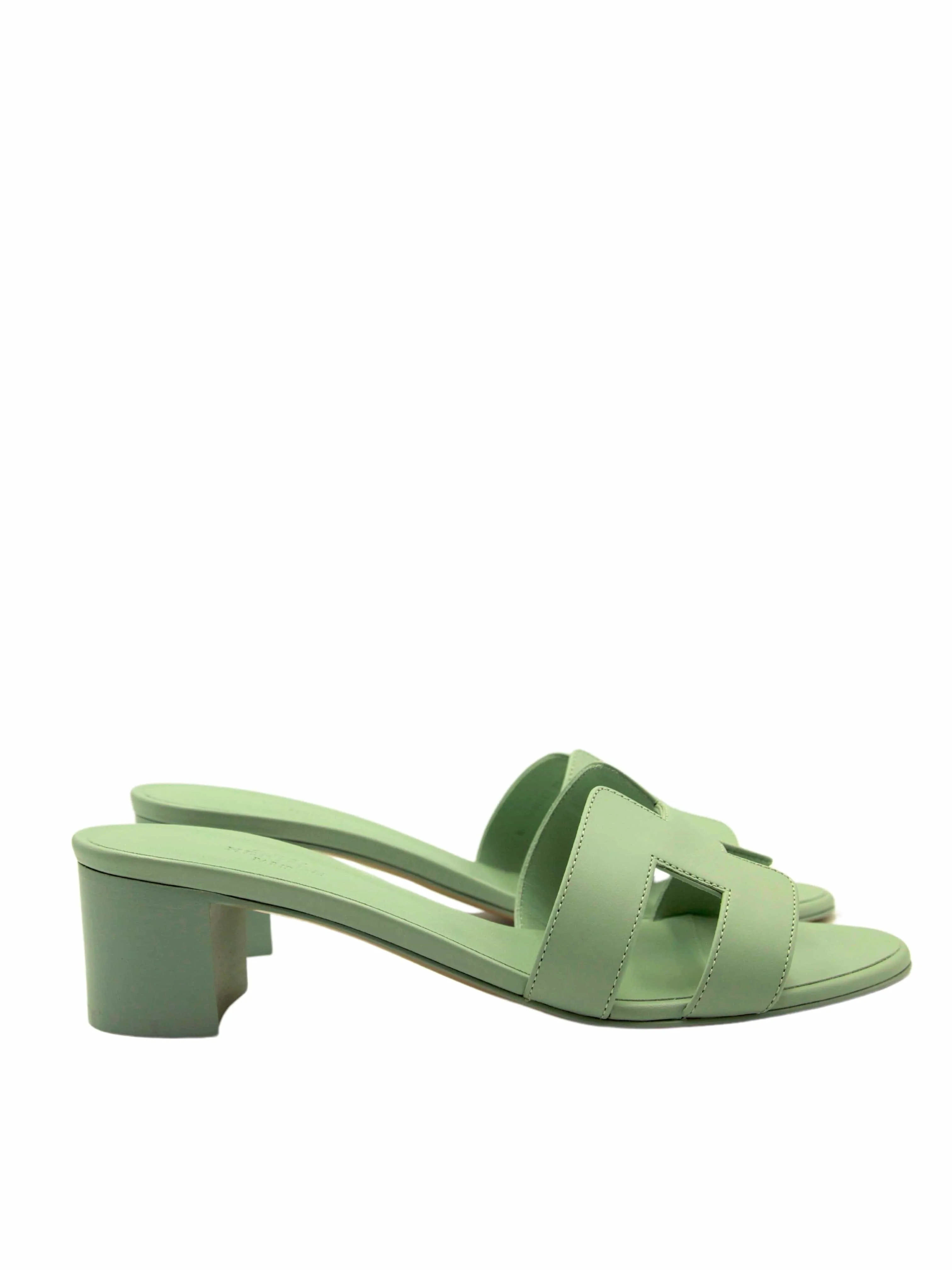 HERMÈS OASIS SANDAL Vert D'eau - Size 38