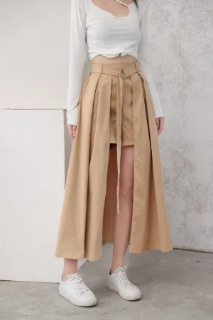 High-Low Midi Trench Skirt