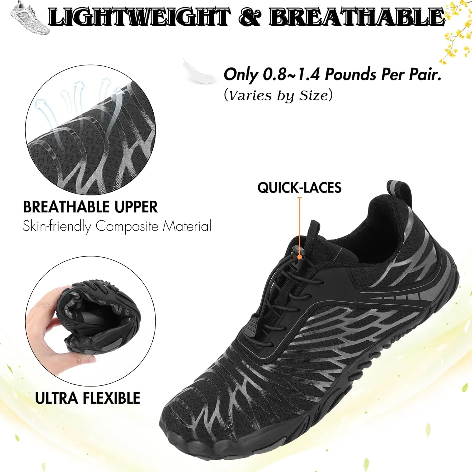 Hike Barefoot Shoes Women Men Minimalist Wide Toe Box Footwear Zero Drop Athletic Cross-Trainer Fashion Sneakers