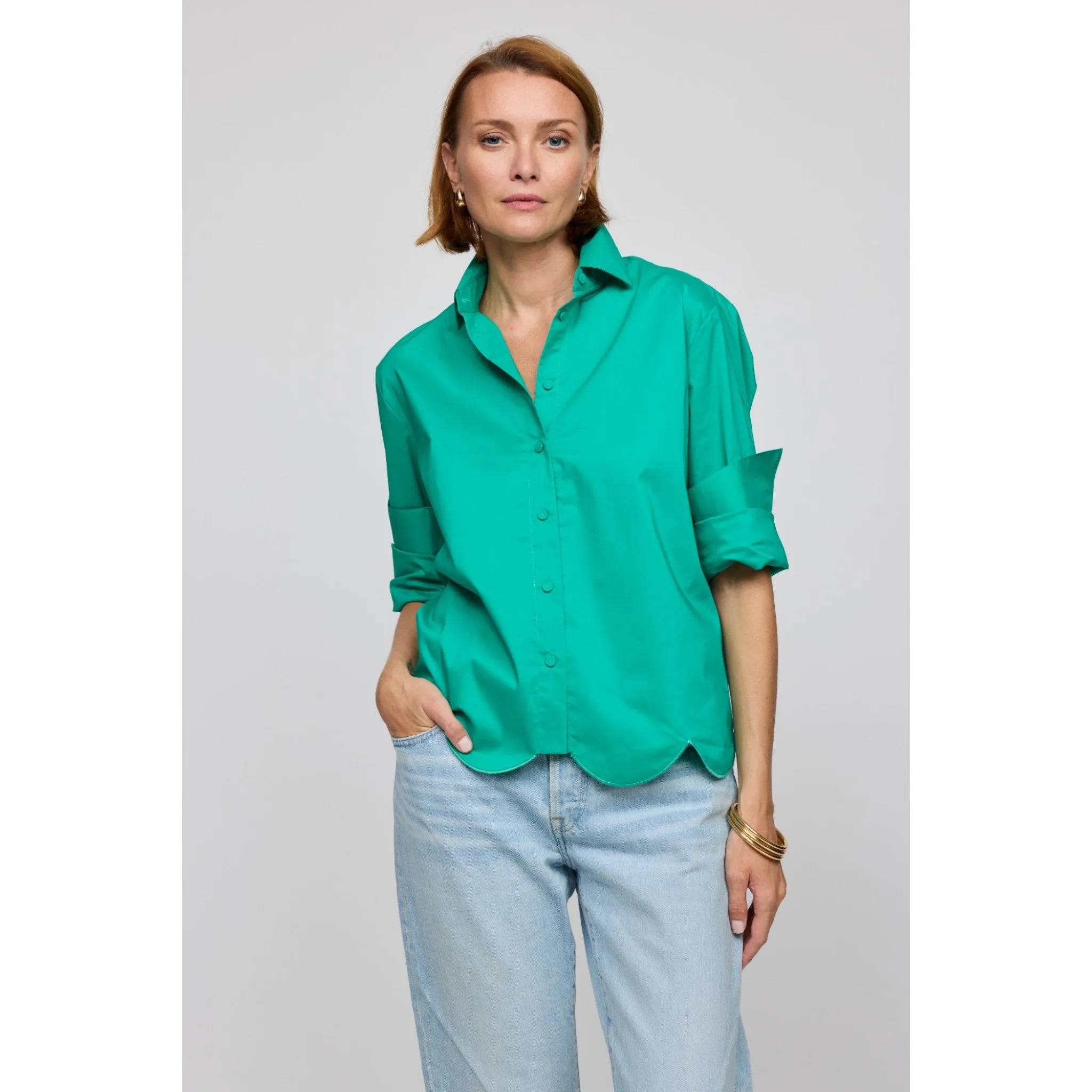 HINSON WU - BLAIRE SCALLOP HEM SHIRT