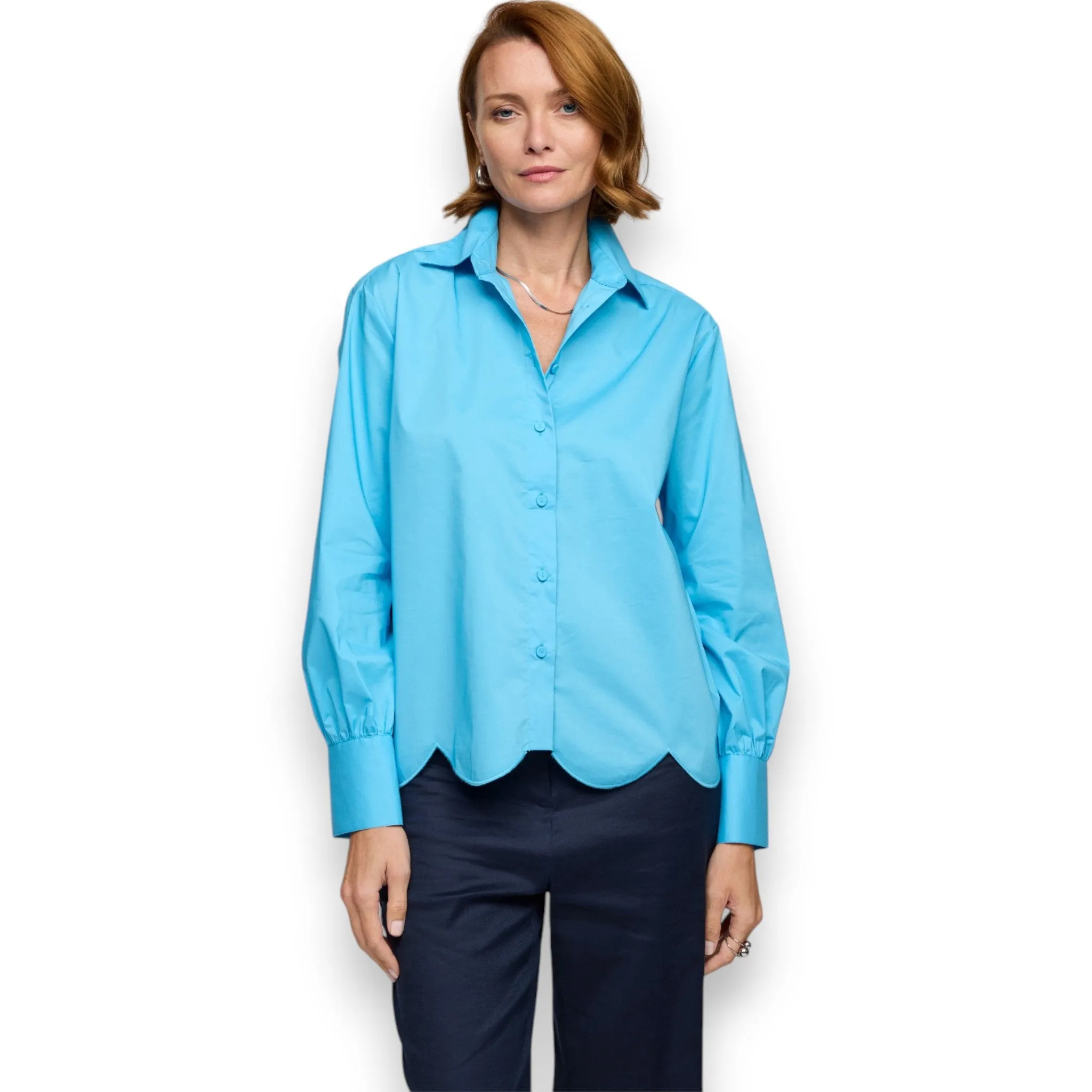 HINSON WU - BLAIRE SCALLOP HEM SHIRT