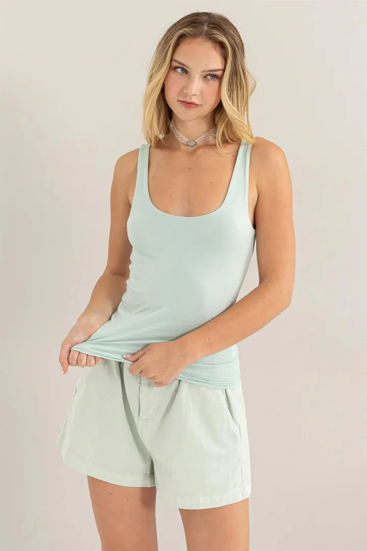 Hyfve High Waist Cotton Shorts In Mint