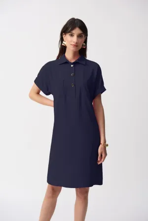 Joseph Ribkoff Ladies Midnight Blue Textured Woven Straight Shirt Dres