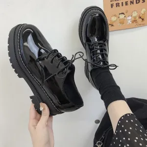 Joskaa Women Oxford Shoes Wedge British Style Round Toe Clogs Platform Autumn All-Match Casual Female Sneakers Soft Leather