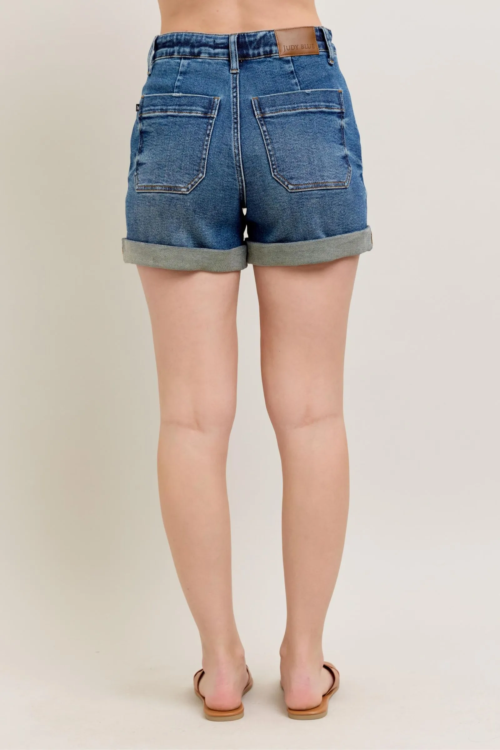 JUDY BLUE: High Rise Cuff Denim Shorts