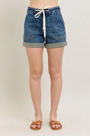 JUDY BLUE: High Rise Cuff Denim Shorts