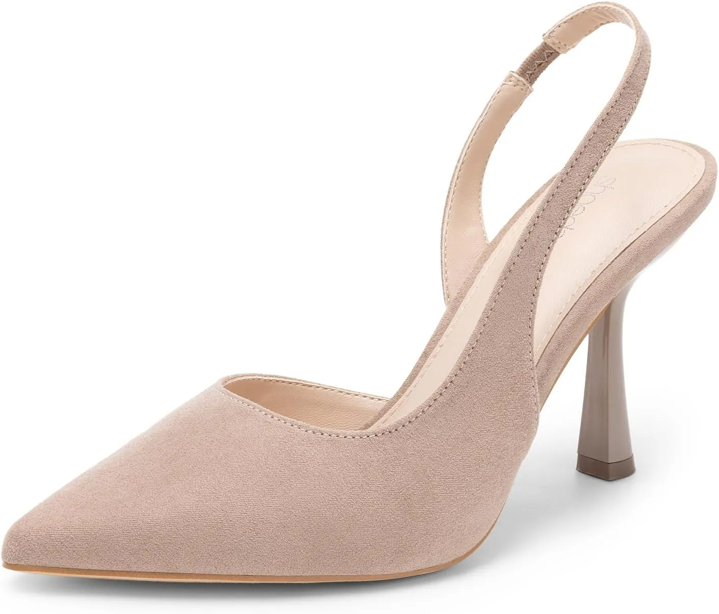 JustFab Women's Pointed Toe High Stiletto Heels Slingback Stretch Slip-on Pumps Backless Patent Suede Fashion Dress Shoes for Women