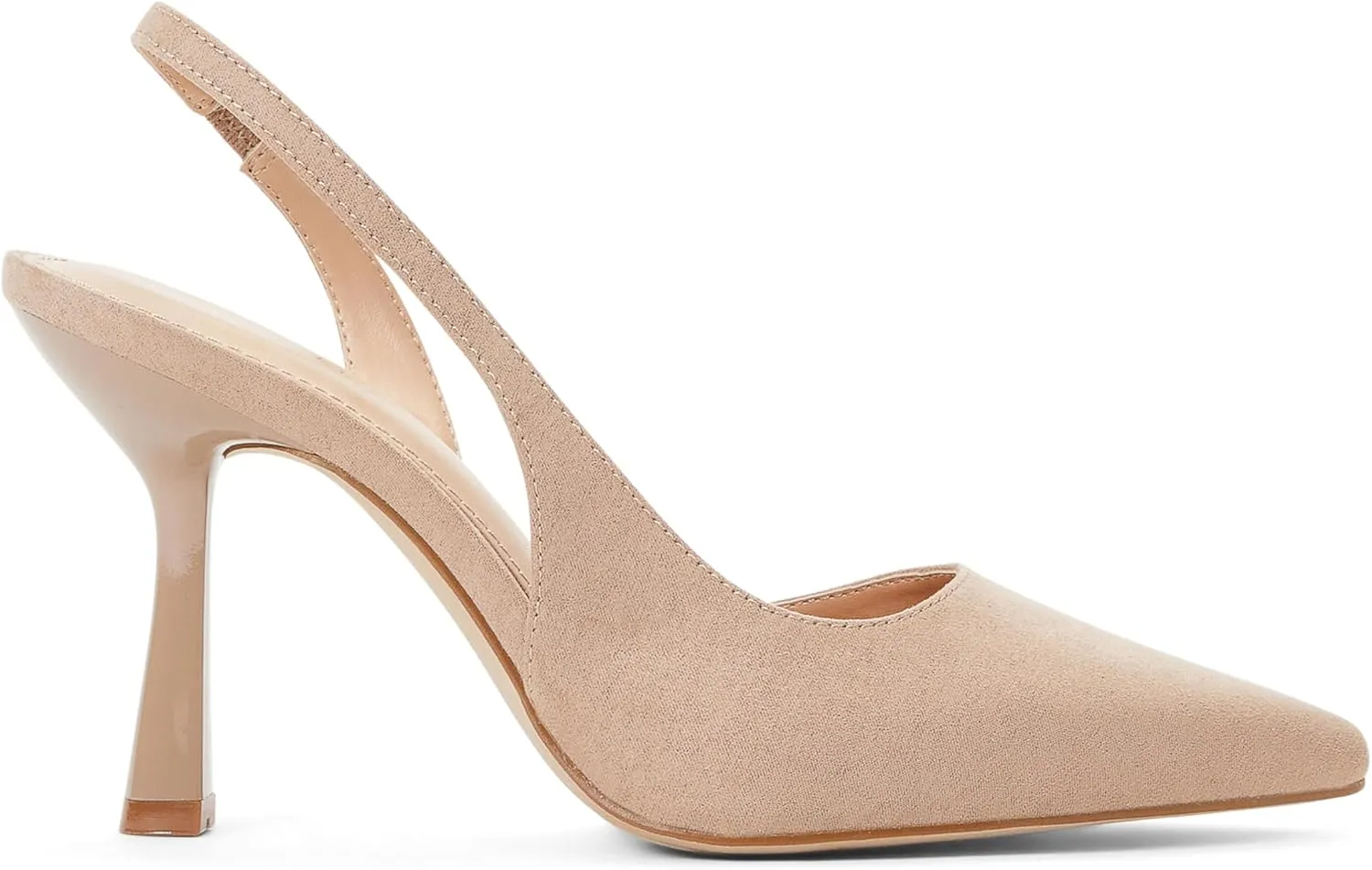 JustFab Women's Pointed Toe High Stiletto Heels Slingback Stretch Slip-on Pumps Backless Patent Suede Fashion Dress Shoes for Women