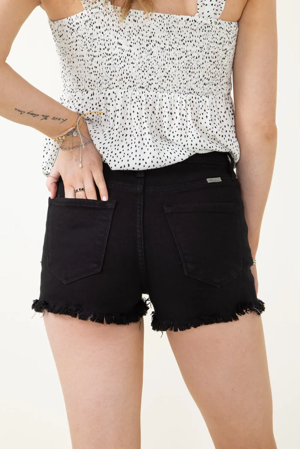 KanCan Basic High Rise Shorts for Women in Black | KC7281BK