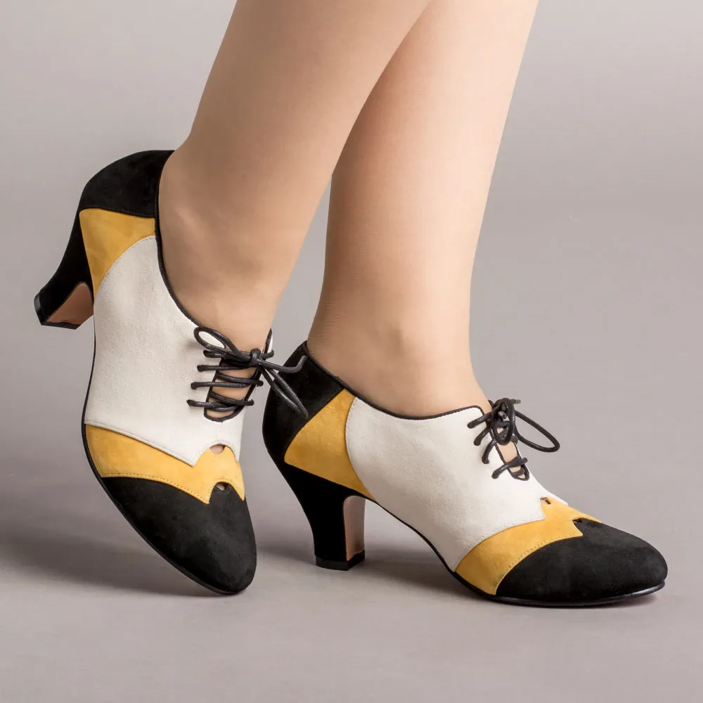 Karolina Women's Retro Oxfords (Black/Yellow/Ivory)