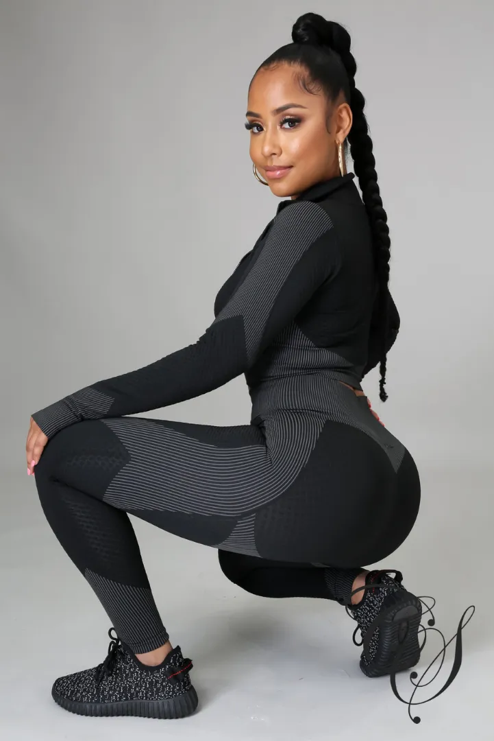 Kate Honey Comb Active Cropped Top   Leggings Set
